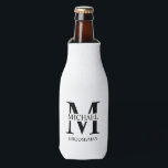 Classic Personalised Groomsman Monogram and Name Bottle Cooler<br><div class="desc">Classic Personalised Groomsman Gifts
featuring personalised groomsman's monogram,  name and title in black classic serif font style on white background.

Also perfect for Best Man,  Father of the Bride and more.</div>