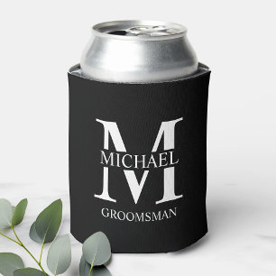Classic Personalised Groomsman Monogram and Name Can Cooler