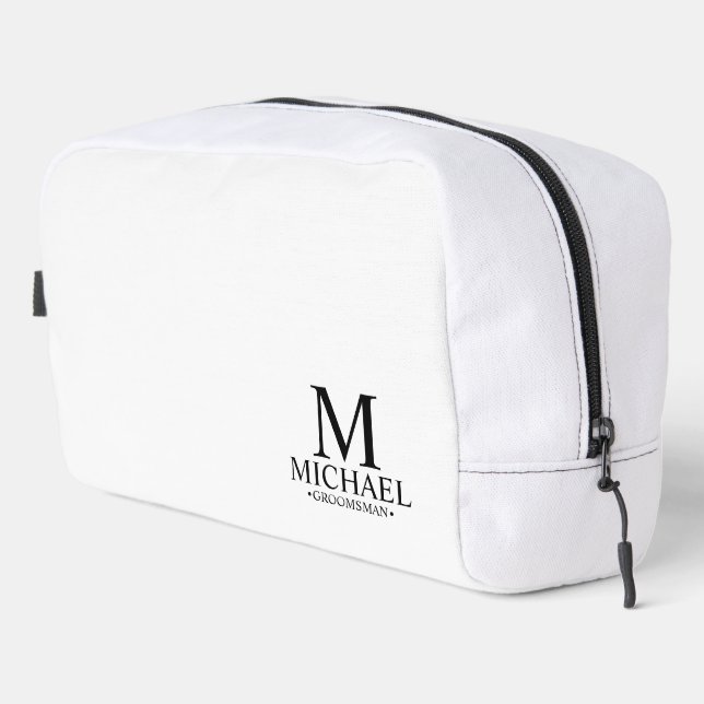 Classic Personalised Groomsman Monogram and Name Dopp Kit (Right Corner)