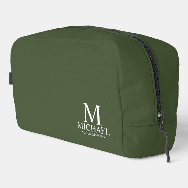 Classic Personalised Groomsman Monogram and Name Dopp Kit (Right Corner)