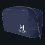 Classic Personalised Groomsman Monogram and Name Dopp Kit<br><div class="desc">Classic Personalised Groomsman Gifts
featuring personalised monogram,  groomsman's name and title in white classic serif font style on navy blue background.

Also perfect for Best Man,  Father of the Bride and more.</div>