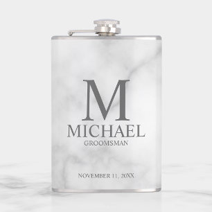 Classic Personalised Groomsman Monogram and Name Hip Flask
