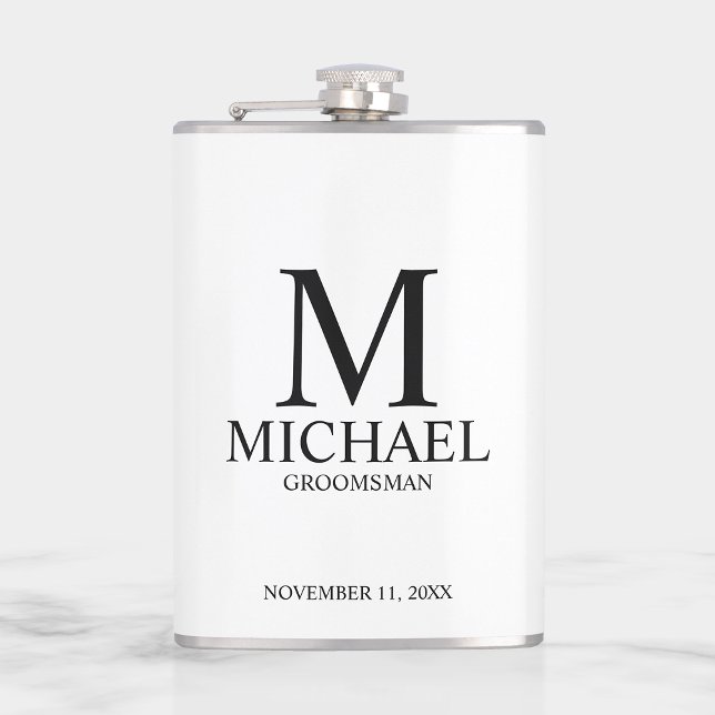 Classic Personalised Groomsman Monogram and Name Hip Flask (Creator Uploaded)