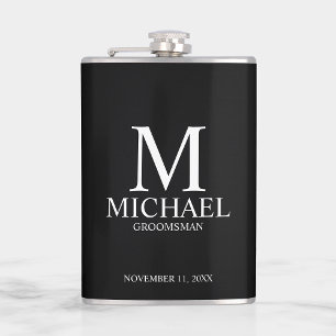 Classic Personalised Groomsman Monogram and Name Hip Flask
