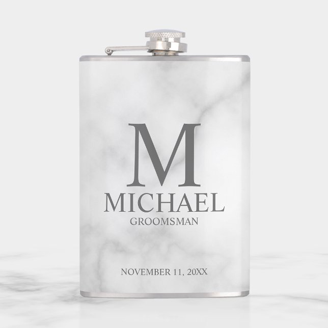 Classic Personalised Groomsman Monogram and Name Hip Flask (Creator Uploaded)