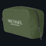 Classic Personalised Groomsman Name Dopp Kit<br><div class="desc">Classic Personalised Groomsman Gifts
featuring personalised groomsman's name and title in white classic serif font style on olive green background.

Also perfect for Best Man,  Father of the Bride and more.</div>