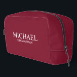 Classic Personalised Groomsman Name Dopp Kit<br><div class="desc">Classic Personalised Groomsman Gifts
featuring personalised groomsman's name and title in white classic serif font style on burgundy red background.

Also perfect for Best Man,  Father of the Bride and more.</div>