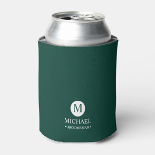 Classic Personalised Groomsmen Monogram and Name Can Cooler