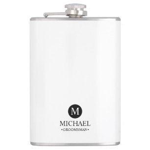 Classic Personalised Groomsmen Monogram and Name Hip Flask