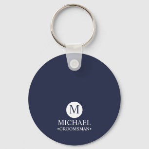 Classic Personalised Groomsmen Monogram and Name Key Ring