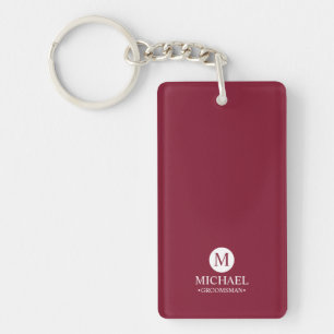 Classic Personalised Groomsmen Monogram and Name Key Ring