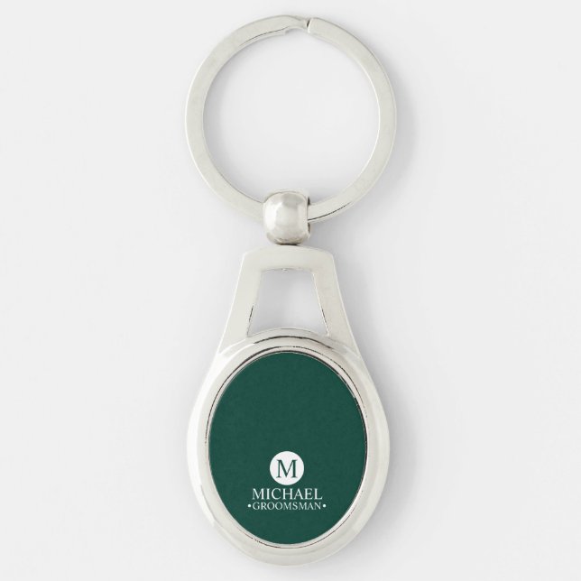 Classic Personalised Groomsmen Monogram and Name Key Ring (Front)