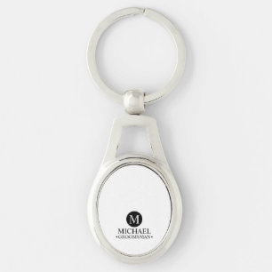 Classic Personalised Groomsmen Monogram and Name Key Ring