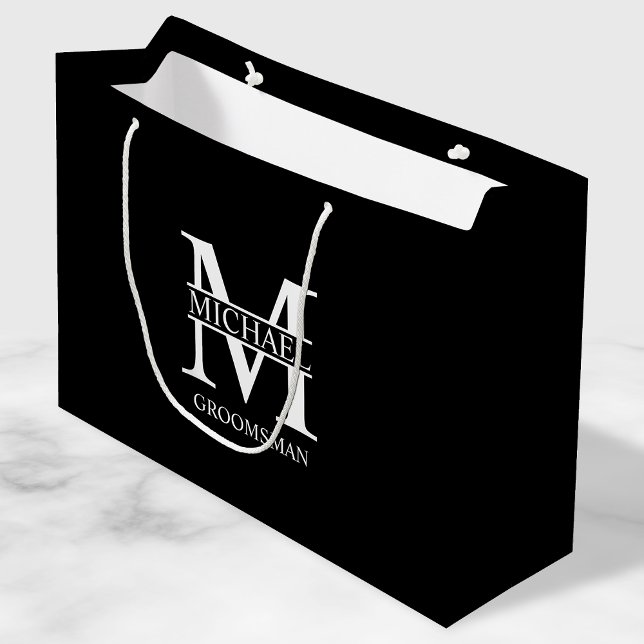 Classic Personalised Groomsmen Monogram and Name Large Gift Bag (Creator Uploaded)