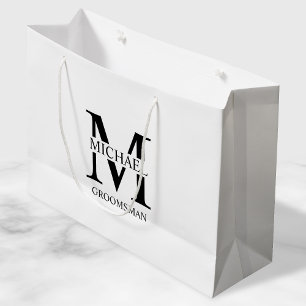 Classic Personalised Groomsmen Monogram and Name Large Gift Bag