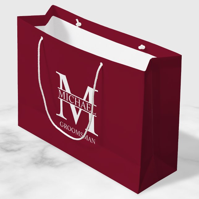 Classic Personalised Groomsmen Monogram and Name Large Gift Bag (Creator Uploaded)