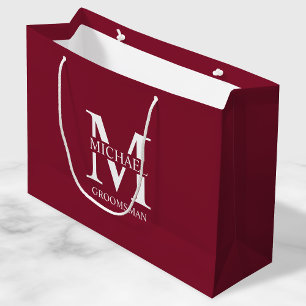 Classic Personalised Groomsmen Monogram and Name Large Gift Bag