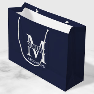 Classic Personalised Groomsmen Monogram and Name Large Gift Bag