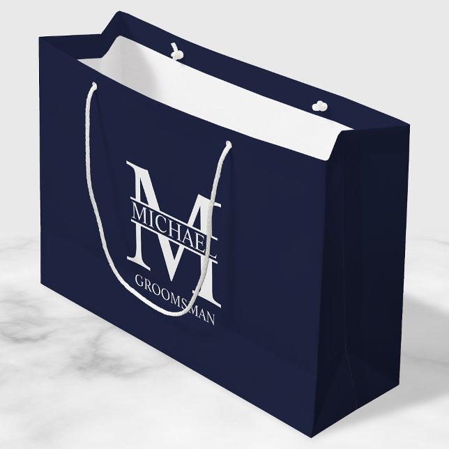 Classic Personalised Groomsmen Monogram and Name Large Gift Bag (Creator Uploaded)