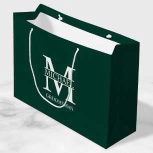 Classic Personalised Groomsmen Monogram and Name Large Gift Bag