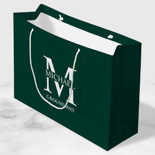 Classic Personalised Groomsmen Monogram and Name Large Gift Bag