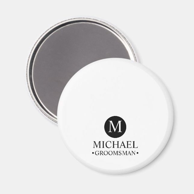 Classic Personalised Groomsmen Monogram and Name Magnet (Front/Back)