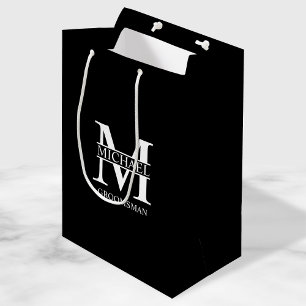 Classic Personalised Groomsmen Monogram and Name Medium Gift Bag