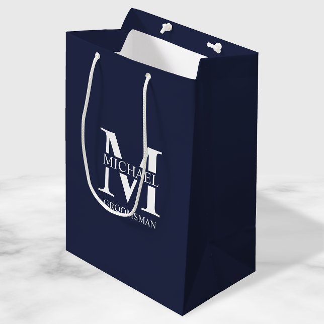 Classic Personalised Groomsmen Monogram and Name Medium Gift Bag (Creator Uploaded)