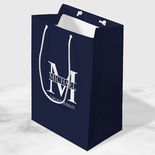Classic Personalised Groomsmen Monogram and Name Medium Gift Bag (Creator Uploaded)