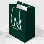 Classic Personalised Groomsmen Monogram and Name Medium Gift Bag<br><div class="desc">Classic Personalised Groomsmen Gifts
featuring personalised groomsman's monogram,  name and title in white classic serif font style on emerald green background.

Also perfect for best man,  father of the bride and more.</div>