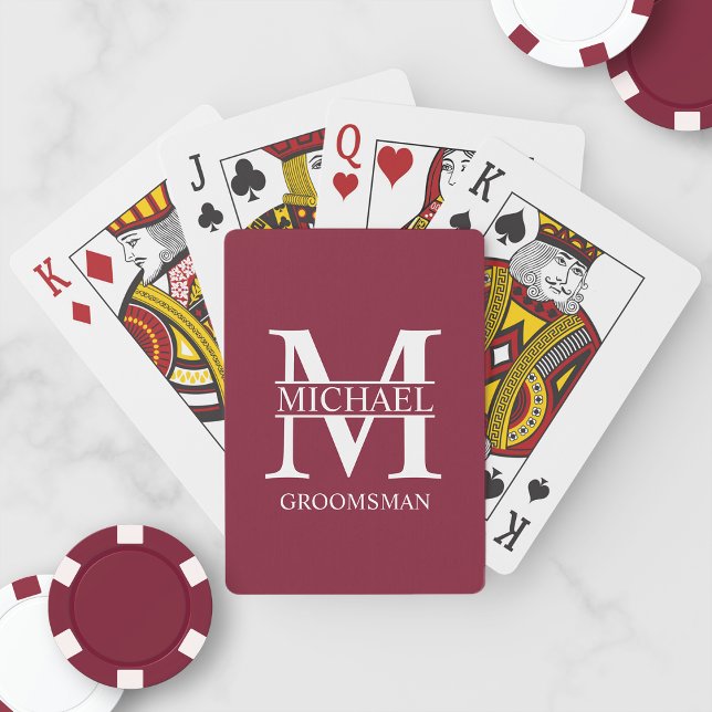 Classic Personalised Groomsmen Monogram and Name Playing Cards (Creator Uploaded)