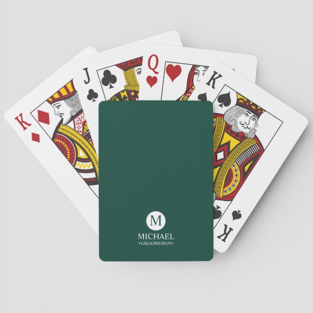 Classic Personalised Groomsmen Monogram and Name Playing Cards (Back)