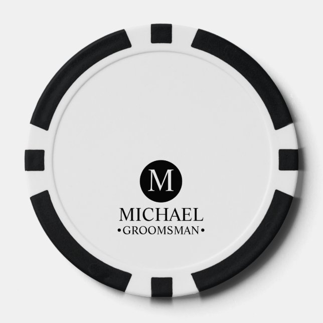 Classic Personalised Groomsmen Monogram and Name Poker Chips (Front)