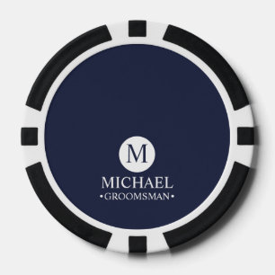 Classic Personalised Groomsmen Monogram and Name Poker Chips
