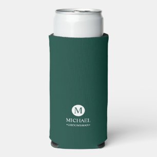 Classic Personalised Groomsmen Monogram and Name Seltzer Can Cooler