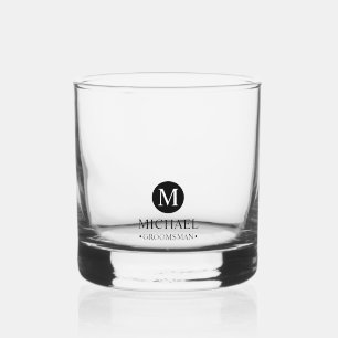 Classic Personalised Groomsmen Monogram and Name Whiskey Glass