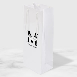 Classic Personalised Groomsmen Monogram and Name Wine Gift Bag