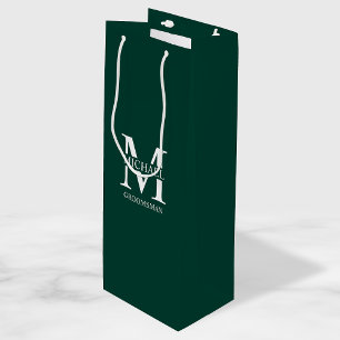 Classic Personalised Groomsmen Monogram and Name Wine Gift Bag