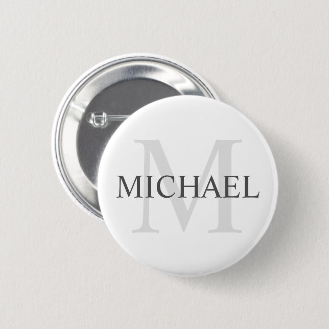 Classic Personalised Monogram and Name 6 Cm Round Badge (Front & Back)