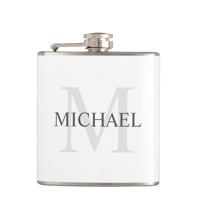 Classic Personalised Monogram and Name Hip Flask (Front)