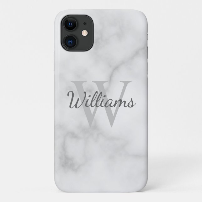 Classic Personalised Monogram and Name Marble Look Case-Mate iPhone Case (Back)