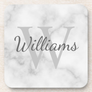 Classic Personalised Monogram and Name Marble Look Coaster