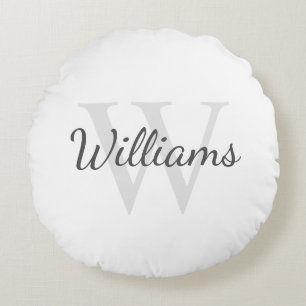 Classic Personalised Monogram and Name Round Cushion