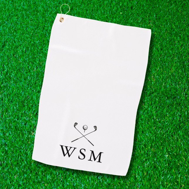 Classic Personalised Monogram Golf Clubs Golf Towel (Creator Uploaded)
