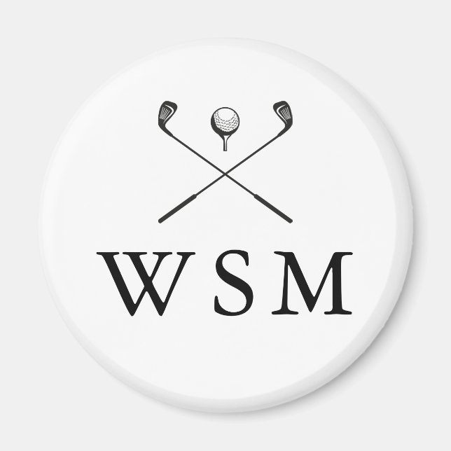 Classic Personalised Monogram Golf Clubs Magnet (Front)