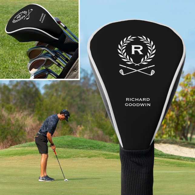 Classic Personalised Monogram Name Black Golf Head Cover (Creator Uploaded)