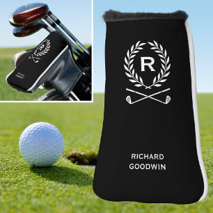 Classic Personalised Monogram Name Black Putter Golf Head Cover