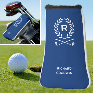 Classic Personalised Monogram Name Blue Putter Golf Head Cover