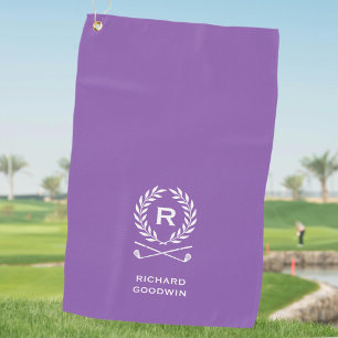 Classic Personalised Monogram Name Purple Golf Towel