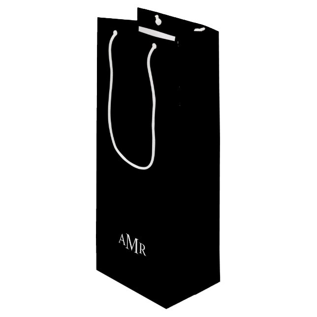 Classic Personalised Monogram Wine Gift Bag (Front Angled)